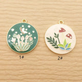 10pcs Enamel Flower Charm for DIY Crafts