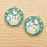 10pcs Enamel Flower Charm for DIY Crafts