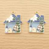 10pcs Enamel House Charm for DIY Jewelry Making