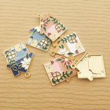10pcs Enamel House Charm for DIY Jewelry Making