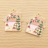 10pcs Enamel House Charm for DIY Jewelry Making