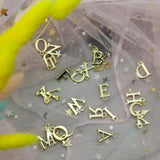10pcs English Letters Pendants Charms Earring DIY Jewelry Accessory Golden Metal