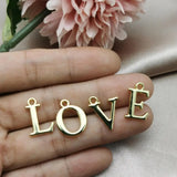 10pcs English Letters Pendants Charms Earring DIY Jewelry Accessory Golden Metal