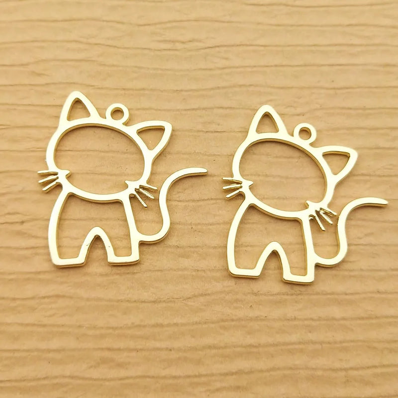 10pcs Cat Charm for Jewelry Making Earring Necklace DIY Craft Supplies
