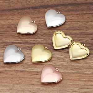 10pcs 27mm Heart Frame Photo Locket Pendant Charms DIY Necklace Jewelry