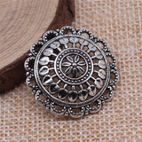 10pcs Antique Silver Round Hollow Flower Charms Pendant for Jewelry Making