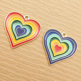 10pcs Enamel Rainbow Heart Charms for DIY Jewelry Making