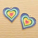 10pcs Enamel Rainbow Heart Charms for DIY Jewelry Making