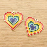 10pcs Enamel Rainbow Heart Charms for DIY Jewelry Making