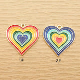 10pcs Enamel Rainbow Heart Charms for DIY Jewelry Making