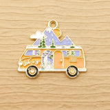 10pcs Enamel Mountain Bus Charm for Jewelry Making Earring Pendant DIY