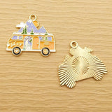 10pcs Enamel Mountain Bus Charm for Jewelry Making Earring Pendant DIY