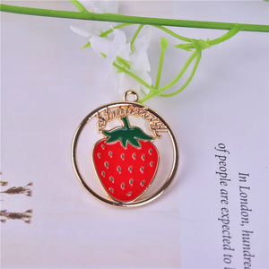 10pcs 28*30mm Fruit Enamel Charms for DIY Jewelry Making