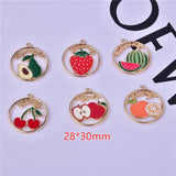 10pcs 28*30mm Fruit Enamel Charms for DIY Jewelry Making