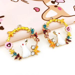 10pcs Rabbit Charms Pendants for Jewelry Making DIY