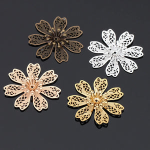 10pcs 28mm Silver Metal Flower Bead Caps for Jewelry Making