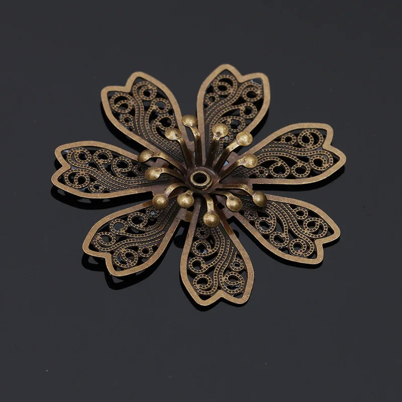 10pcs 28mm Silver Metal Flower Bead Caps for Jewelry Making