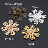 10pcs 28mm Silver Metal Flower Bead Caps for Jewelry Making