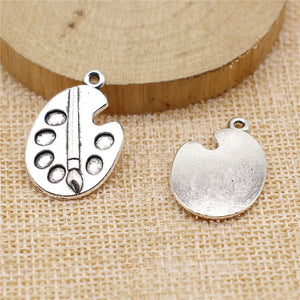 10pcs 28x19mm Brush And Palette Charms Painting Brush And Palette Pendant