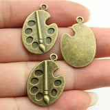 10pcs 28x19mm Brush And Palette Charms Painting Brush And Palette Pendant