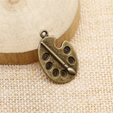 10pcs 28x19mm Brush And Palette Charms Painting Brush And Palette Pendant