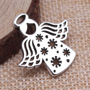 10pcs Flower Angel Charms Pendant Antique Silver Plated for Jewelry Making