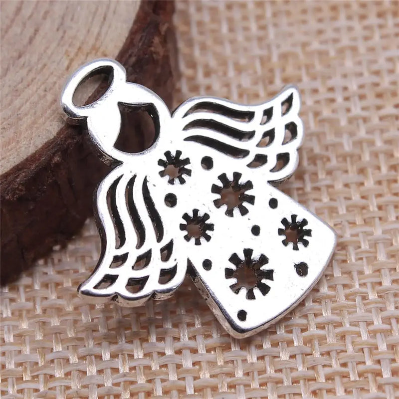 10pcs Flower Angel Charms Pendant Antique Silver Plated for Jewelry Making