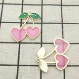 10pcs Enamel Cherry Charm for Jewelry Making Earrings Pendant Bracelet Necklace