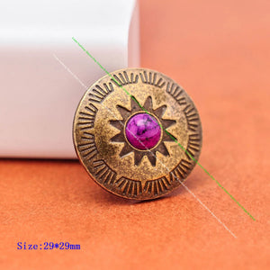 10pcs 29mm Retro Brass Ethnic Sun Flower Concho DIY Jewellery Accessories