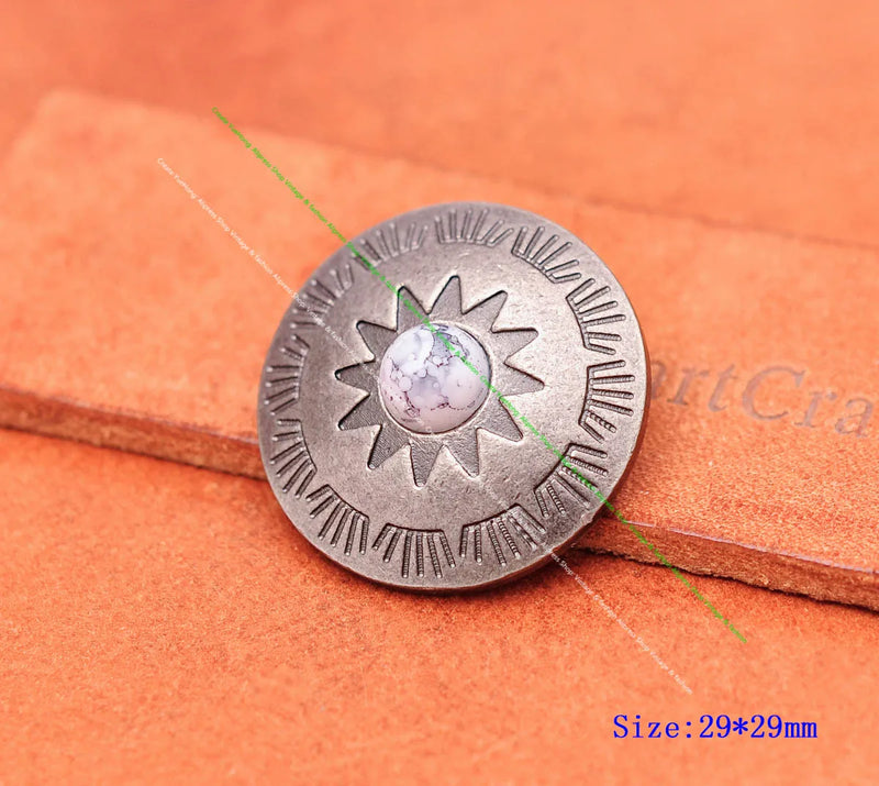 10pcs 29mm Vintage Sun Flower Leathercraft Concho DIY Accessories