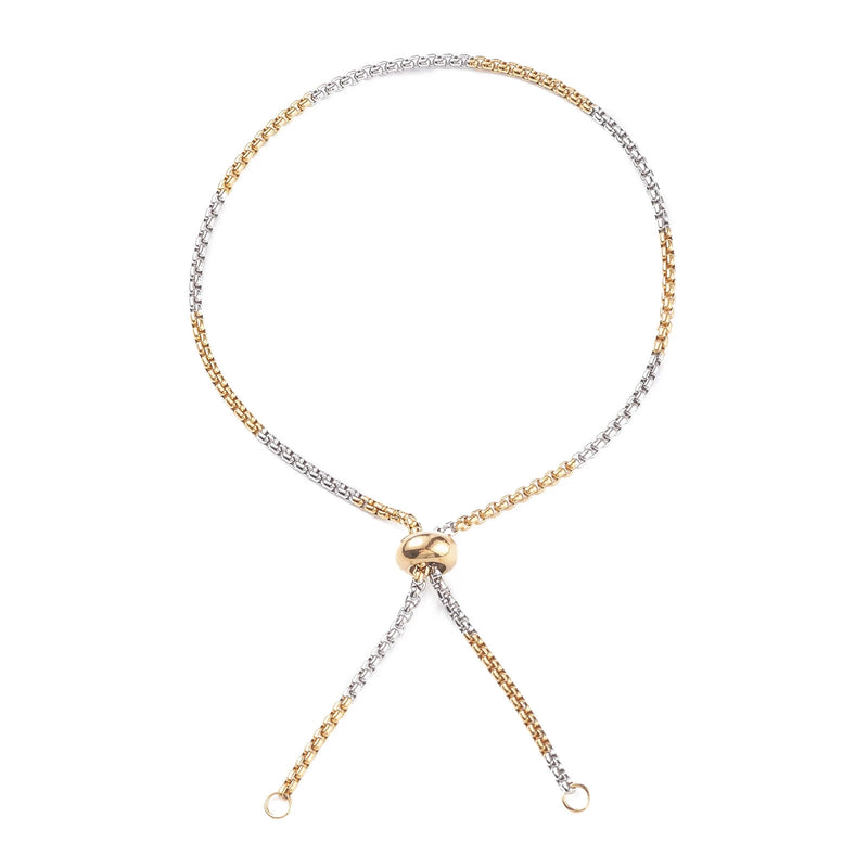 10pcs Stainless Steel Slider Bracelets with CZ Charm