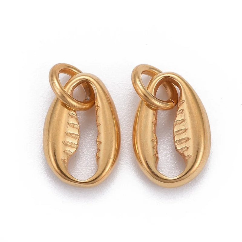 10pcs Stainless Steel Cowrie Shell Charms Jewelry DIY Bracelet Necklace Decor