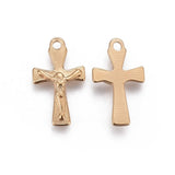 10pcs 304 SS Crucifix Cross Pendants for Easter DIY 16.5x9.5x1.8mm