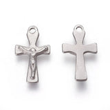 10pcs 304 SS Crucifix Cross Pendants for Easter DIY 16.5x9.5x1.8mm