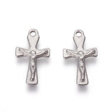 10pcs 304 SS Crucifix Cross Pendants for Easter DIY 16.5x9.5x1.8mm