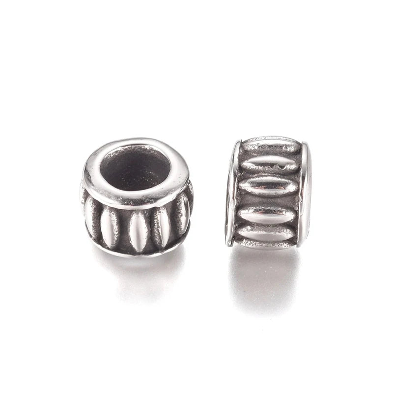 10pcs Stainless Steel European Beads Large Hole Spacer Rondelle for DIY