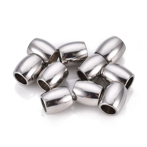 10pcs 304 Stainless Steel European Beads Large Hole Barrel for DIY Jewelry