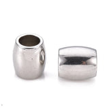 10pcs 304 Stainless Steel European Beads Large Hole Barrel for DIY Jewelry