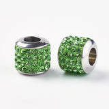 10pcs Stainless Steel Rhinestone European Beads for Jewelry Making