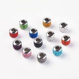 10pcs Stainless Steel Rhinestone European Beads for Jewelry Making