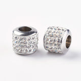 10pcs Stainless Steel Rhinestone European Beads for Jewelry Making