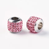 10pcs Stainless Steel Rhinestone European Beads for Jewelry Making