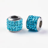 10pcs Stainless Steel Rhinestone European Beads for Jewelry Making