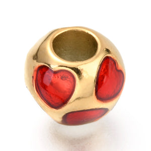10pcs Enamel Stainless Steel European Beads for Jewelry Making 10.5mm