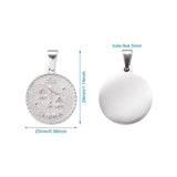 10pcs Stainless Steel Flat Round Pendant 12 Constellation DIY Necklace Decor
