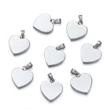 10pcs Heart Stamping Tag Pendants Stainless Steel DIY Necklace Jewelry Making