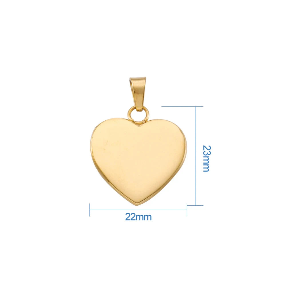 10pcs Heart Stamping Tag Pendants Stainless Steel DIY Necklace Jewelry Making