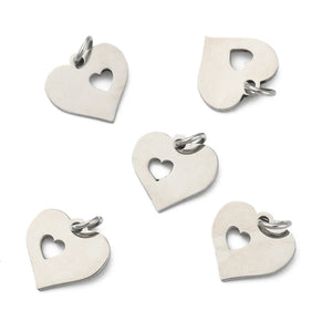 10pcs 304 Stainless Steel Heart Charms Pendants for DIY Jewelry Making