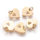 10pcs 304 Stainless Steel Heart Charms Pendants for DIY Jewelry Making