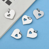 10pcs 304 Stainless Steel Heart Charms Pendants for DIY Jewelry Making